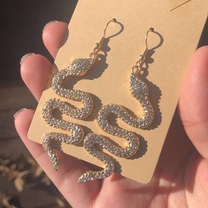 Bedazzled custom snake earrings